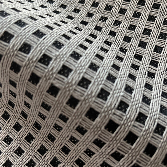 Decorative Waffle Pattern Fabric - Black/Off-White Colorway