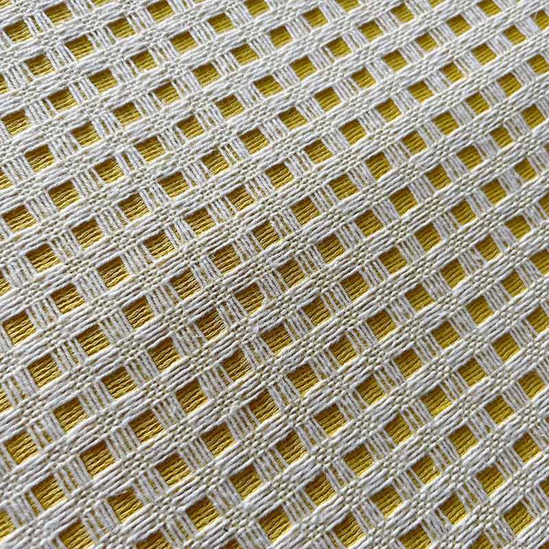 Decorative Waffle Pattern Fabric - Yellow/White Colorway