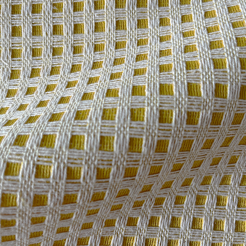Decorative Waffle Pattern Fabric - Yellow/White Colorway