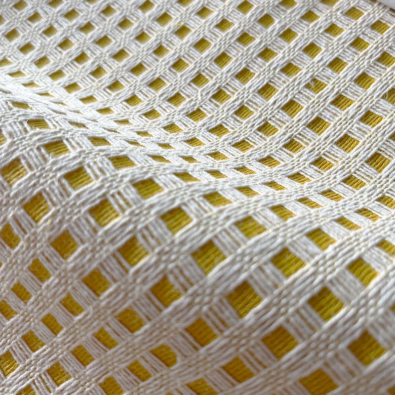 Decorative Waffle Pattern Fabric - Yellow/White Colorway