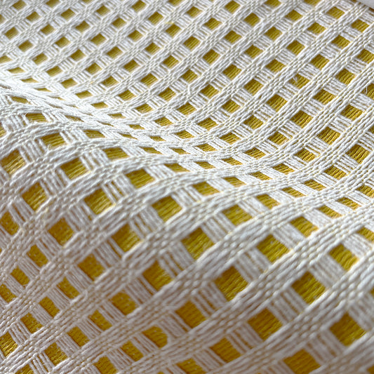 Decorative Waffle Pattern Fabric - Yellow/White Colorway