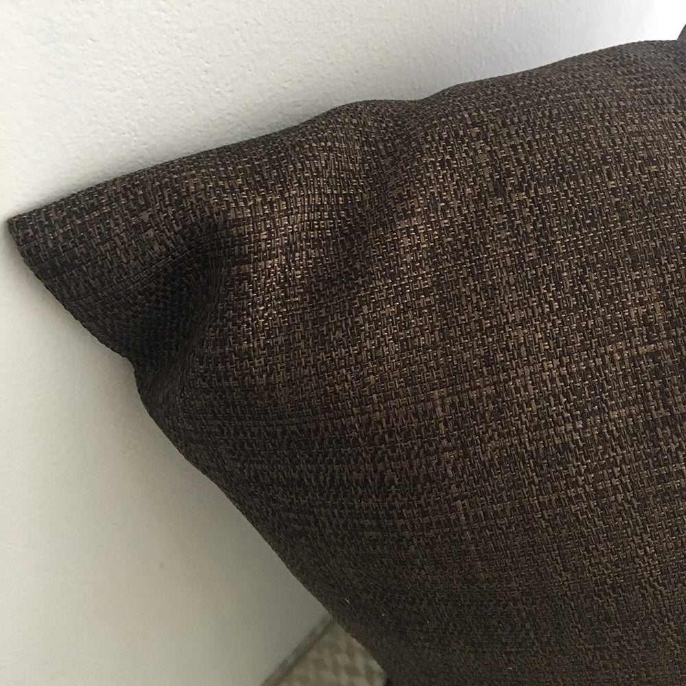 Dark Chocolate Solid Canvas Weave Throw Pillow Cover