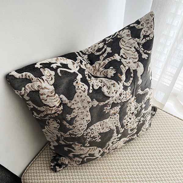 Jim Thompson Cat's Pyjamas Throw Pillow Cover - Charcoal Colorway