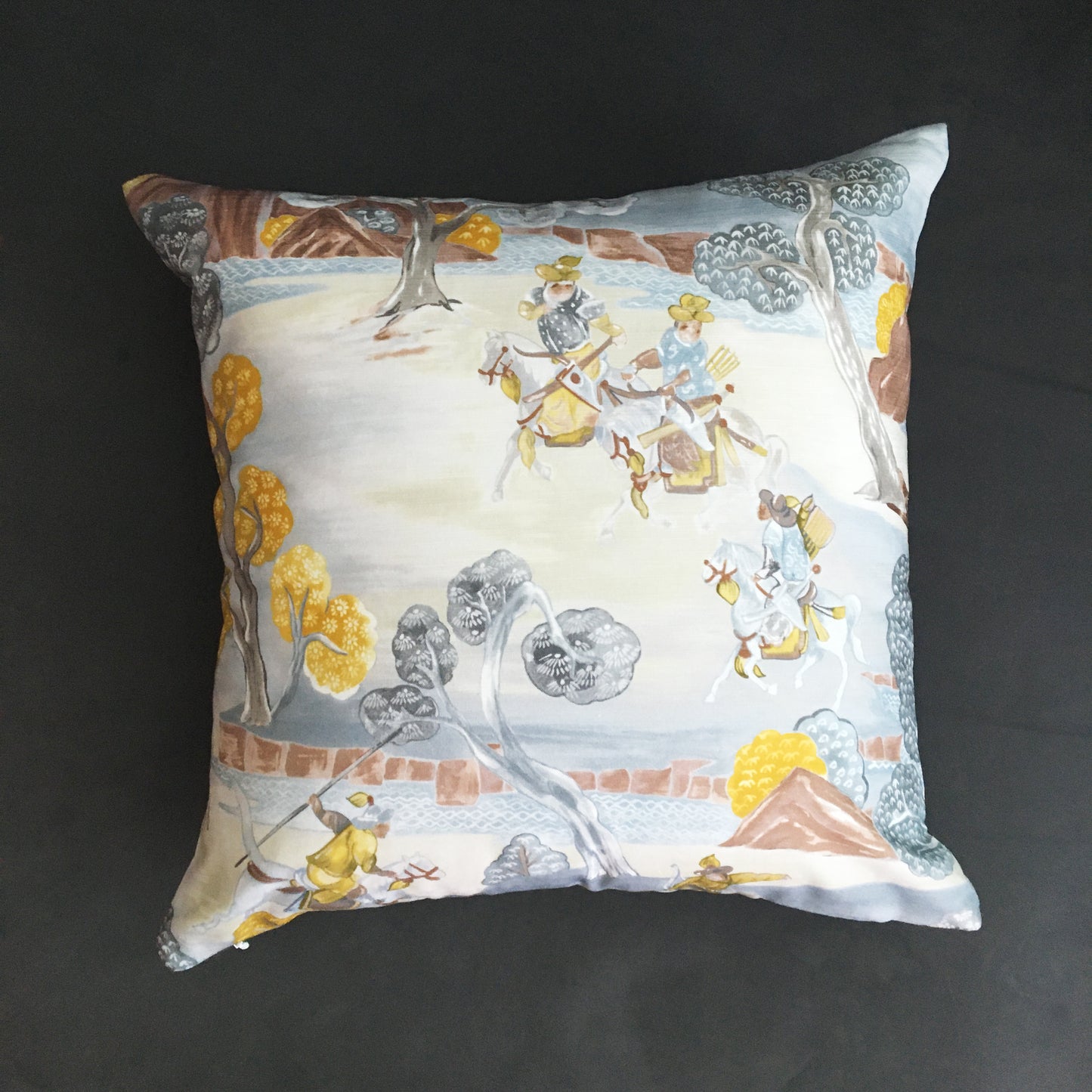 chinoiserie throw pillow cover - chinese chevalier warriors