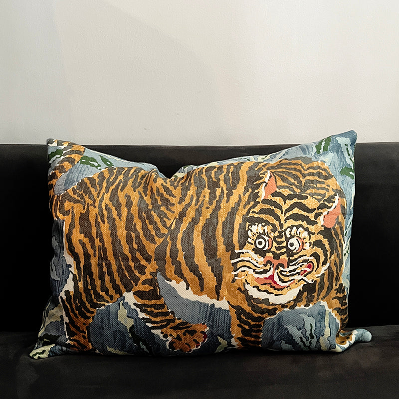22"x16" Jim Thompson Tiger Tiger Throw Pillow Cover - Starlight Blue (Single-Sided)