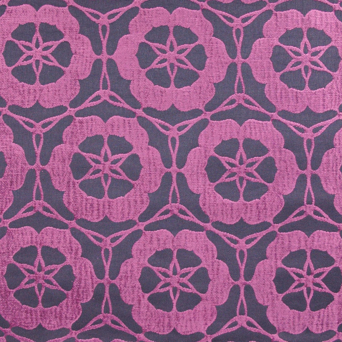 Geometric Floral Upholstery Fabric - Grape Colorway