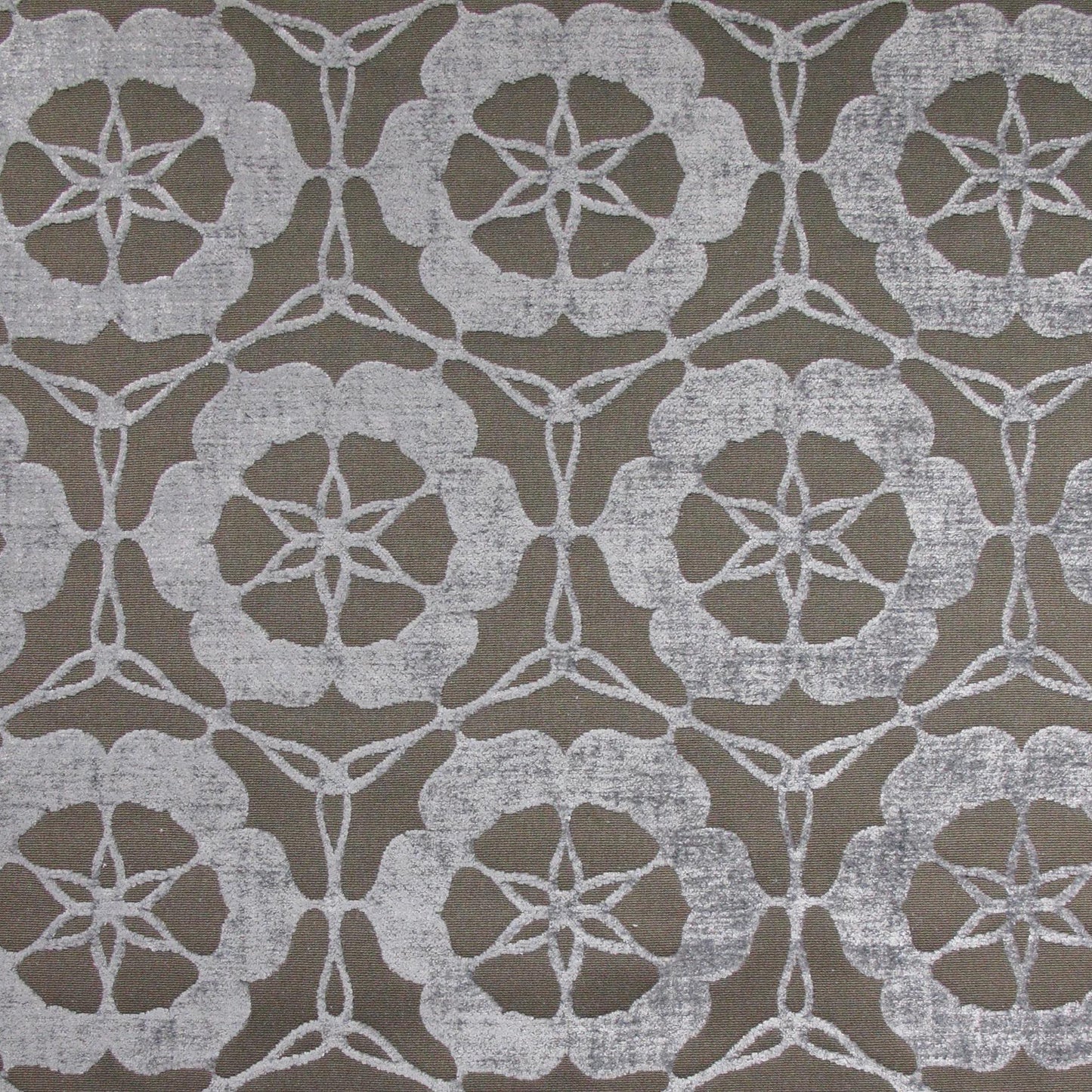 Geometric Floral Upholstery Fabric - Gray Stone Colorway