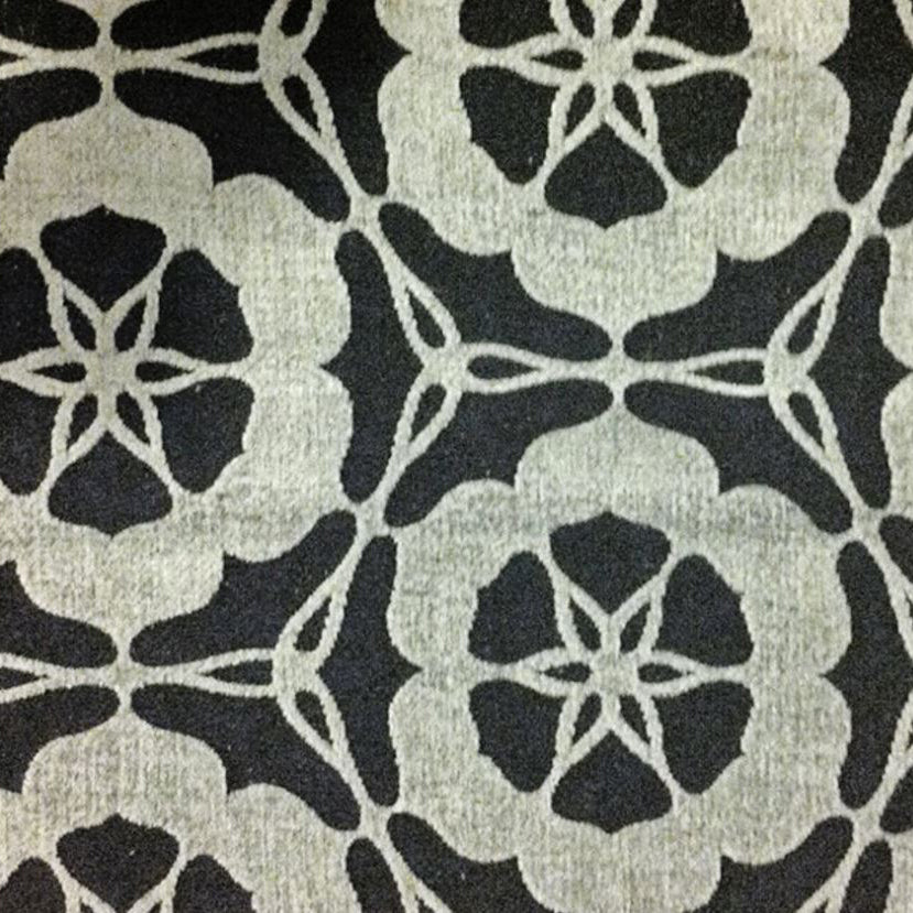 Geometric Floral Upholstery Fabric - Charcoal Colorway