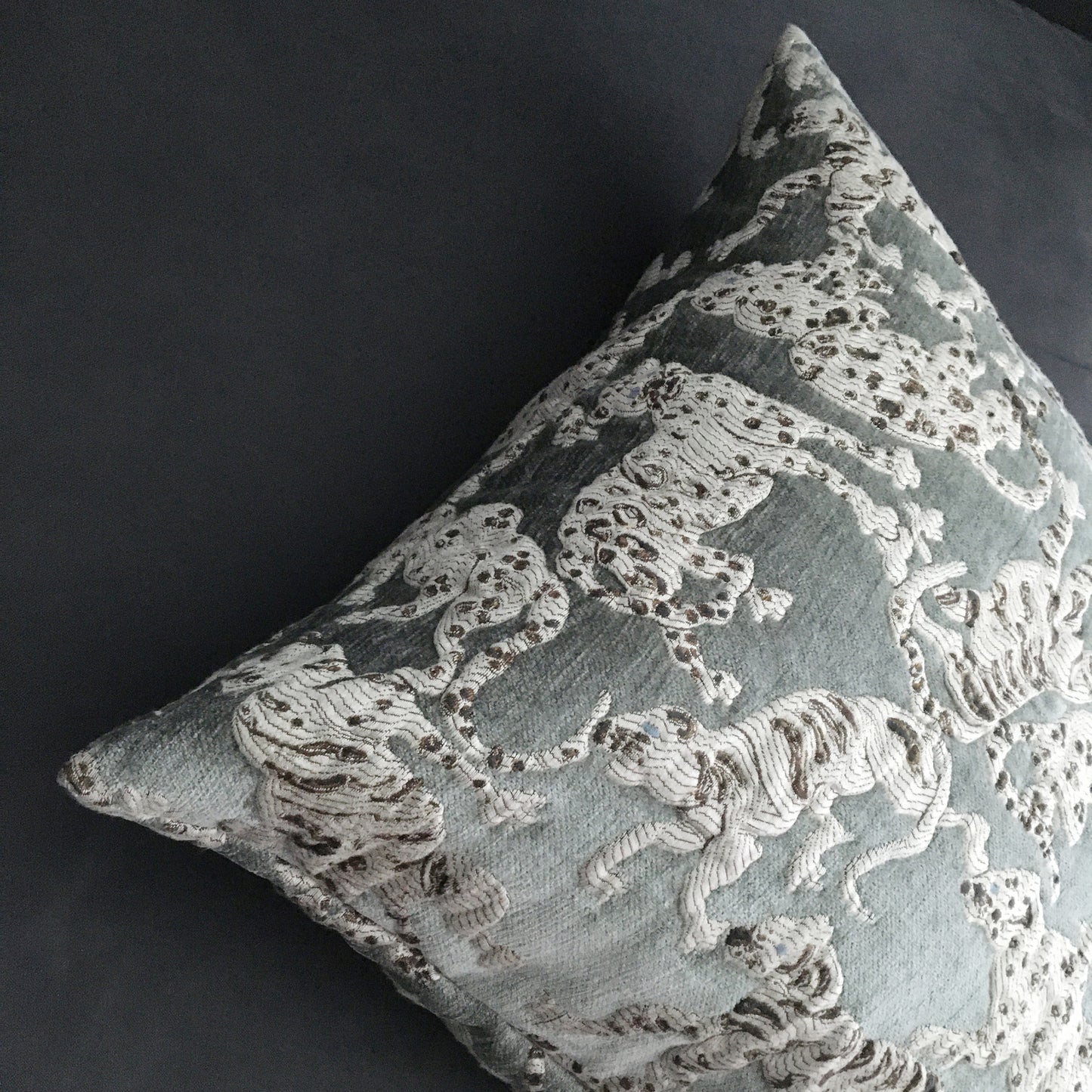 Jim Thompson Cat's Pyjamas Throw Pillow Cover - Silver Colorway
