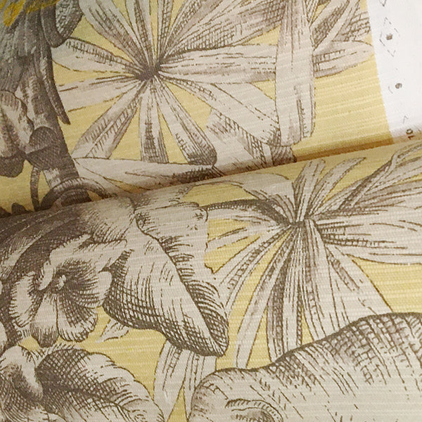 Elephants in Banana Forest Vintage Pattern Fabric