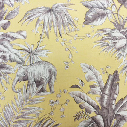 Elephants in Banana Forest Vintage Pattern Fabric