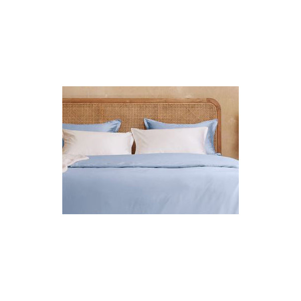 520-Thread-Count Sateen Flanged Pillowcases in Steel Blue (Set of Two)