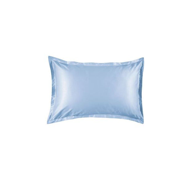 520-Thread-Count Sateen Flanged Pillowcases in Steel Blue (Set of Two)