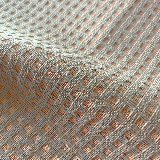Decorative Waffle Pattern Fabric - Pink/Warm Gray Colorway
