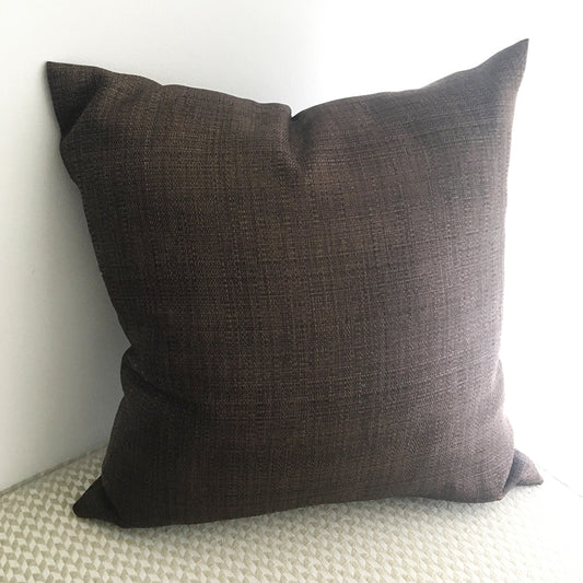 Dark Chocolate Solid Canvas Weave Throw Pillow Cover