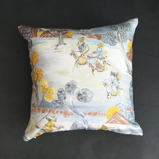 chinoiserie throw pillow cover - chinese chevalier warriors