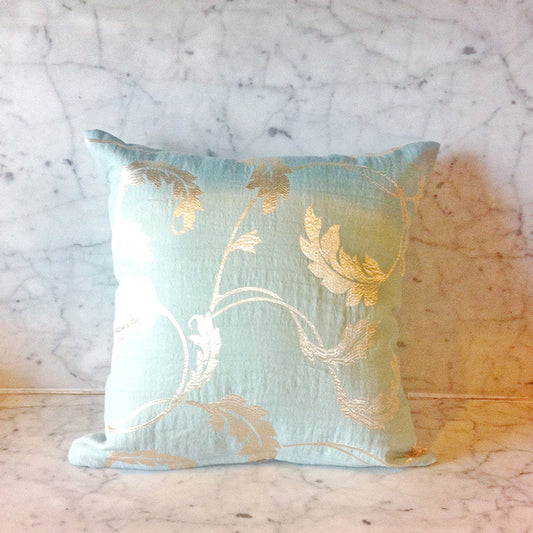 Teal / Gold Floral Throw Pillow Cover