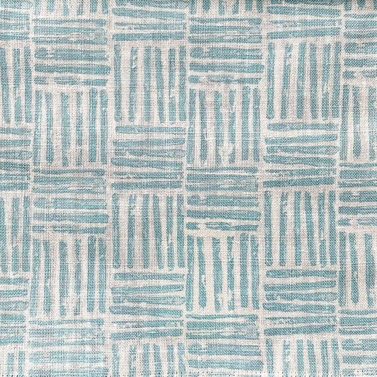 100% Linen Basket Weave Pattern Fabric - Ocean Breeze Colorway