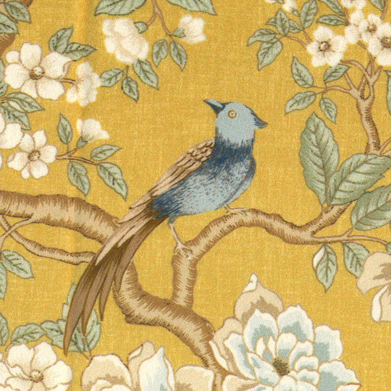 Oriental Bird Song Chinoiserie Pattern Upholstery Fabric