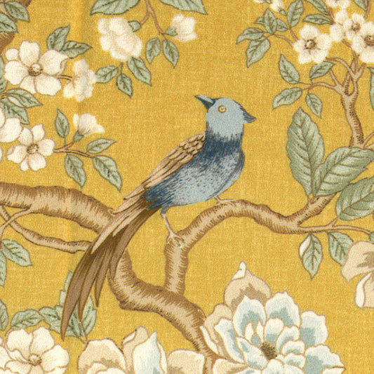 Oriental Bird Song Chinoiserie Pattern Upholstery Fabric