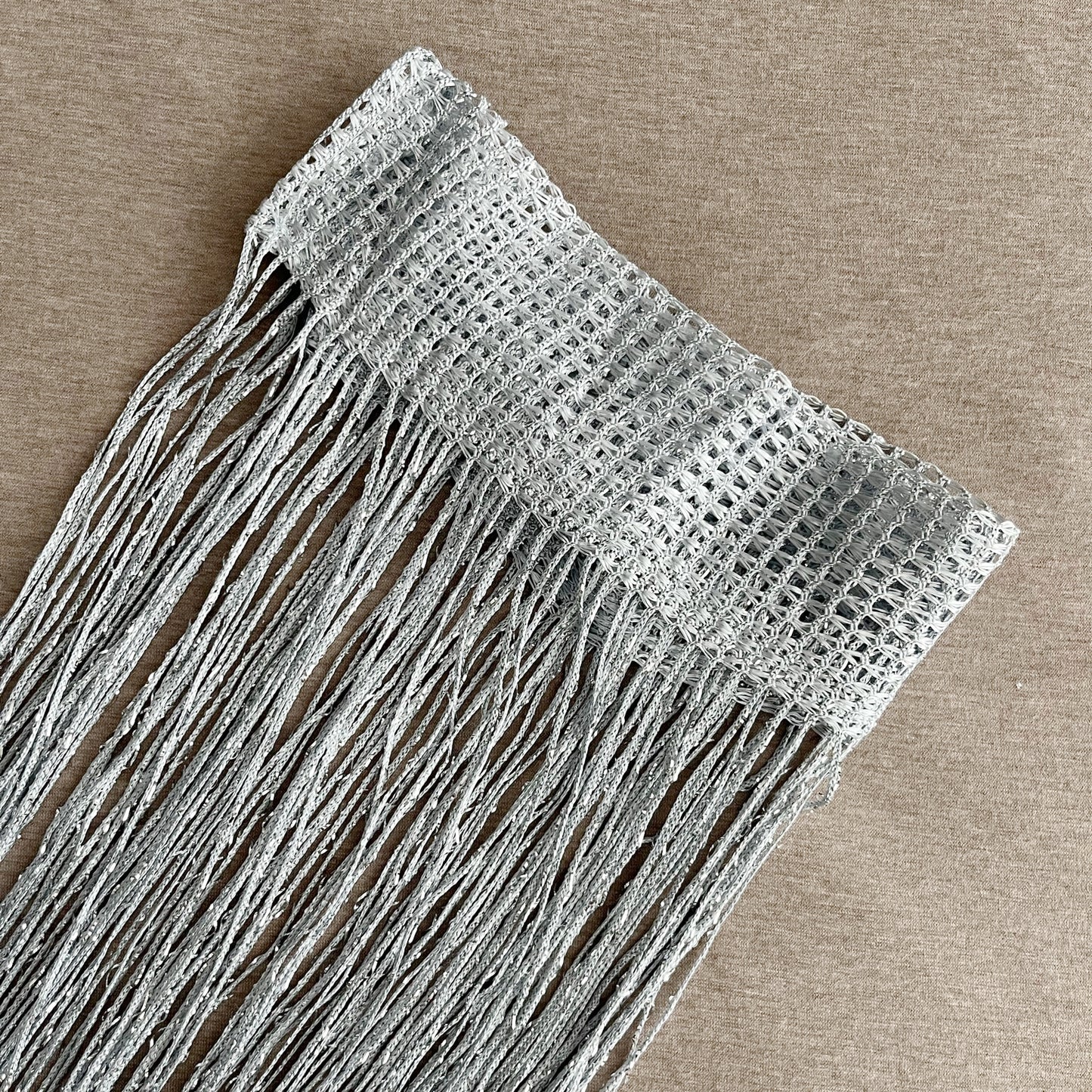 3'-0" W x 6'-6" H Sparkling String Curtain / Fringe Room Divider - Silver Colorway