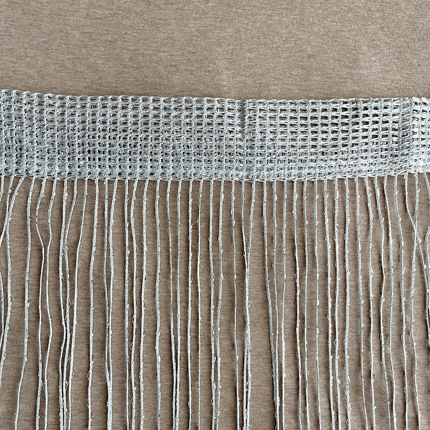 3'-0" W x 6'-6" H Sparkling String Curtain / Fringe Room Divider - Silver Colorway