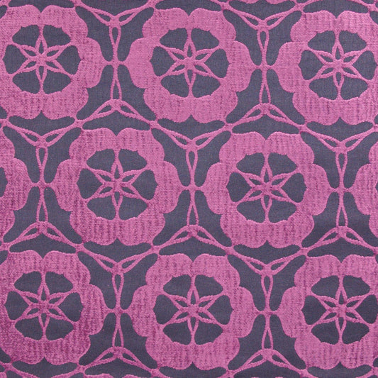 Geometric Floral Upholstery Fabric - Grape Colorway