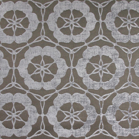 Geometric Floral Upholstery Fabric - Gray Stone Colorway