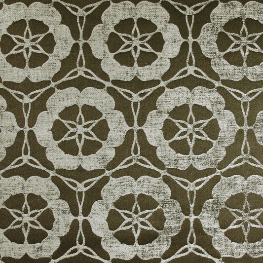 Geometric Floral Upholstery Fabric - Charcoal Colorway