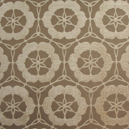 Geometric Floral Upholstery Fabric - Caramel Colorway