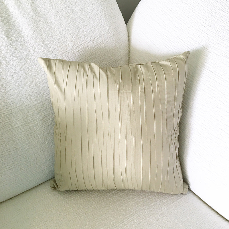 Beige Pleat Throw Pillow Cover