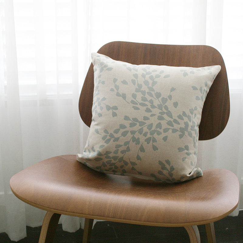 Gingko Leaves Throw Pillow Cover in Pastel Blue