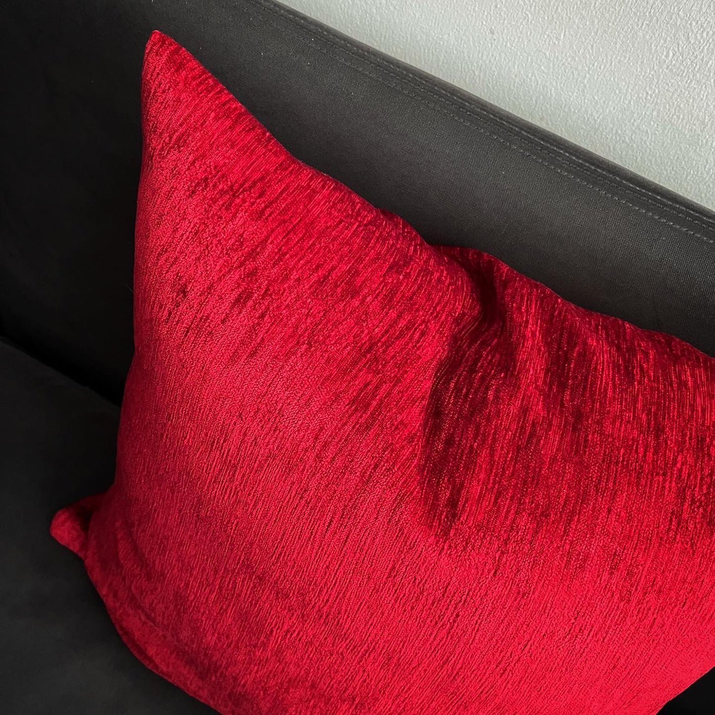 Ruby Red Textural Velvet Throw Pillow Cover