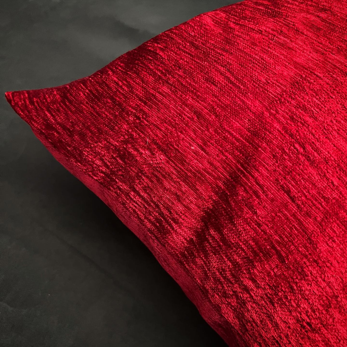 Ruby Red Textural Velvet Throw Pillow Cover