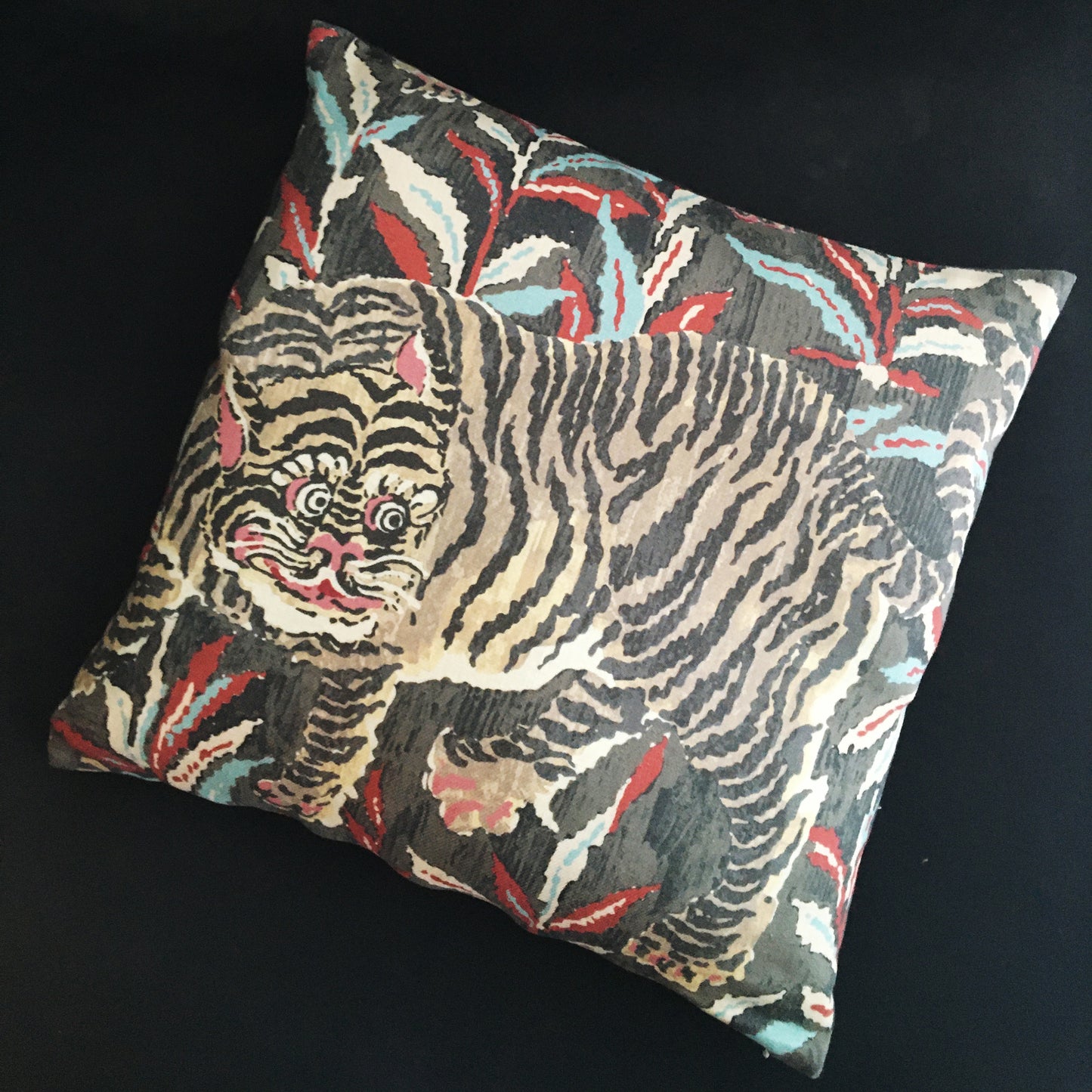 22"x22" Jim Thompson Tiger Tiger Throw Pillow Cover - Chocolate Colorway (Single-Sided)