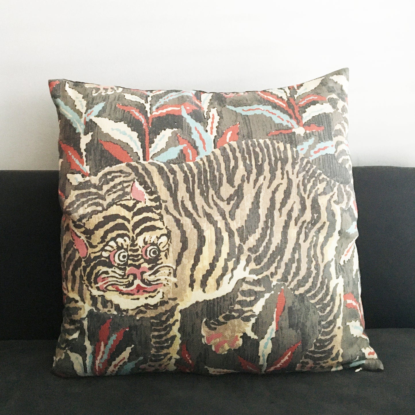 22"x22" Jim Thompson Tiger Tiger Throw Pillow Cover - Chocolate Colorway (Single-Sided)