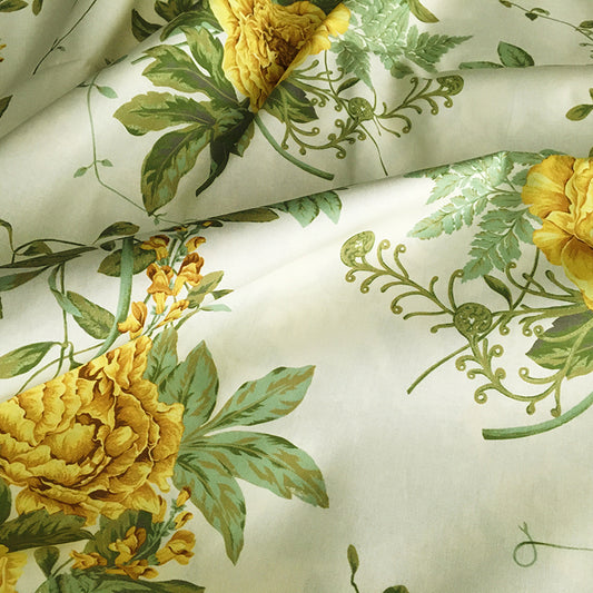 Yellow Blossom Vintage Pattern Fabric